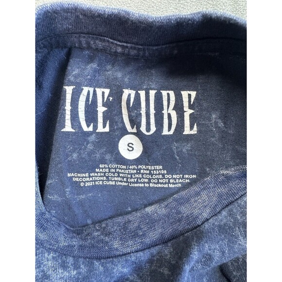 Ice Cube Picture Blue Print Tshirt Short Sleeve Graphic Tee Men's Small Digital - Picture 4 of 6